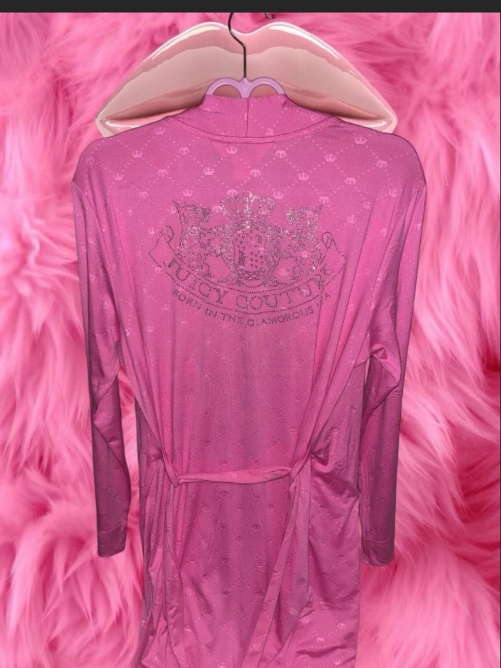 Juicy Couture Hot Pink Crystal Crest Robe